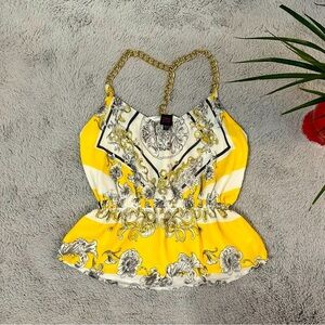 2B gold chains peplum top